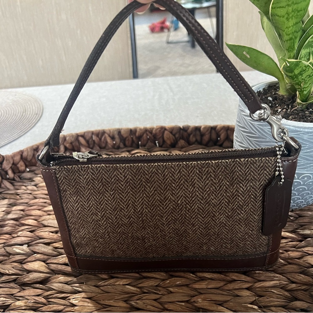 AUTHENTIC - Vintage Coach 1999 Tweed Bleeker Demi Zip - EUC